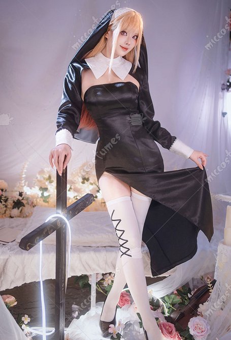 My Dress Up Dear Marin Cosplay Costume Nun Robe avec haut et voile