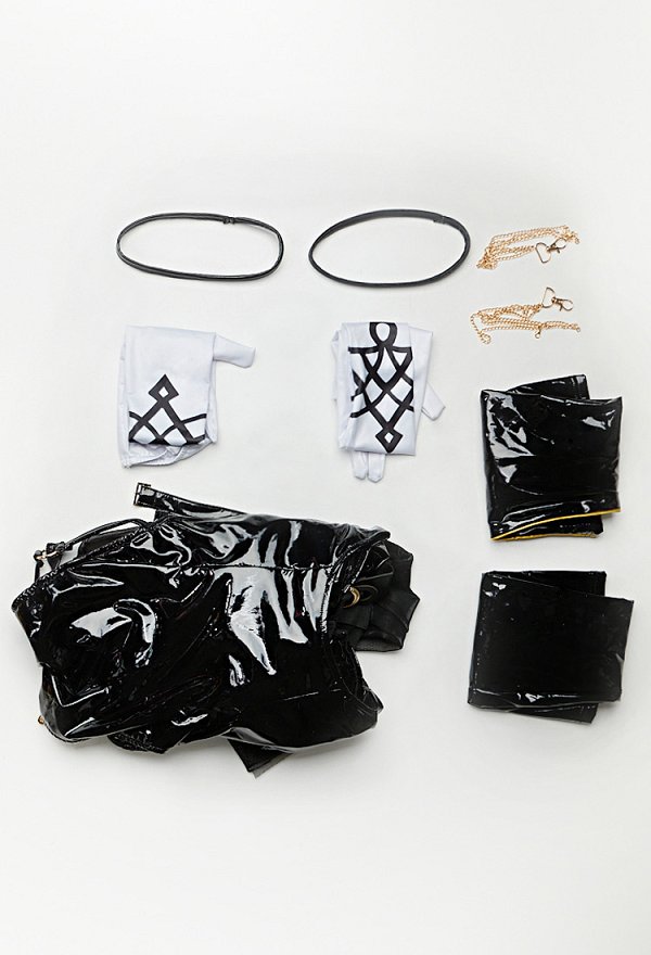 Bayonetta Derivative Sexy Lencería Hueco y Guantes con Calcetines para el Muslo y Anillos para las Piernas