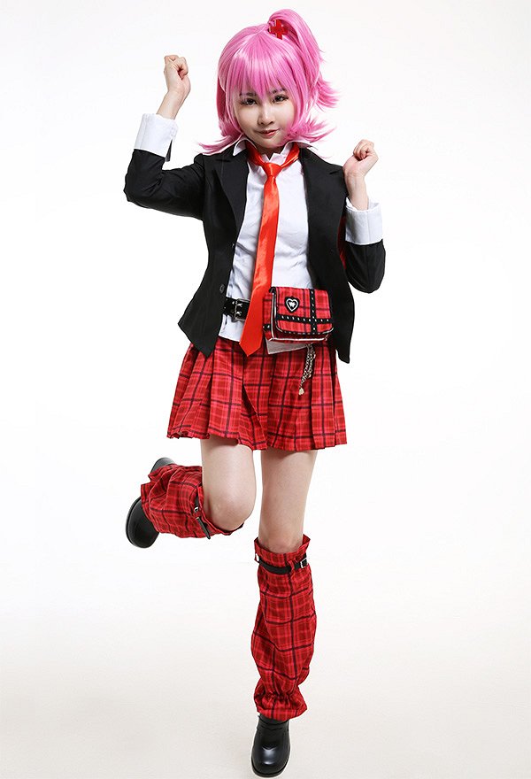 Shugo Chara Amu Hinamori JK Uniform Set Cosplay Costume Outfit with Belt Waist Bag Leg Covers Arm Accessories Tie Headdresses Shugo Chara Amu Hinamori JK Uniform Set Cosplay Costume Outfit with Belt Waist Bag Leg Covers Arm Accessories Tie Headdresses