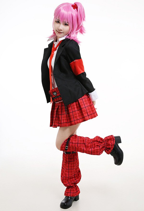 Shugo Chara Amu Hinamori JK Uniform Set Cosplay Costume Outfit with Belt Waist Bag Leg Covers Arm Accessories Tie Headdresses Shugo Chara Amu Hinamori JK Uniform Set Cosplay Costume Outfit with Belt Waist Bag Leg Covers Arm Accessories Tie Headdresses