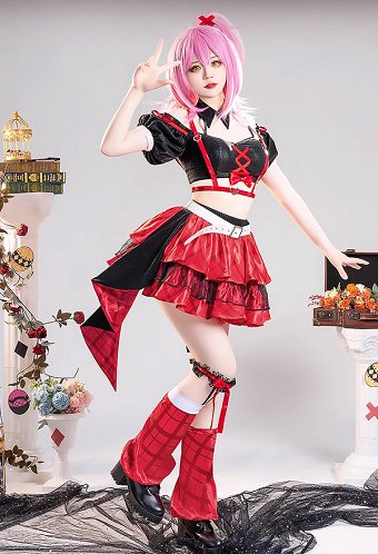 My Guardian Characters Hinamori Amu Cosplay Costume Top et Jupe avec Ceinture et Col