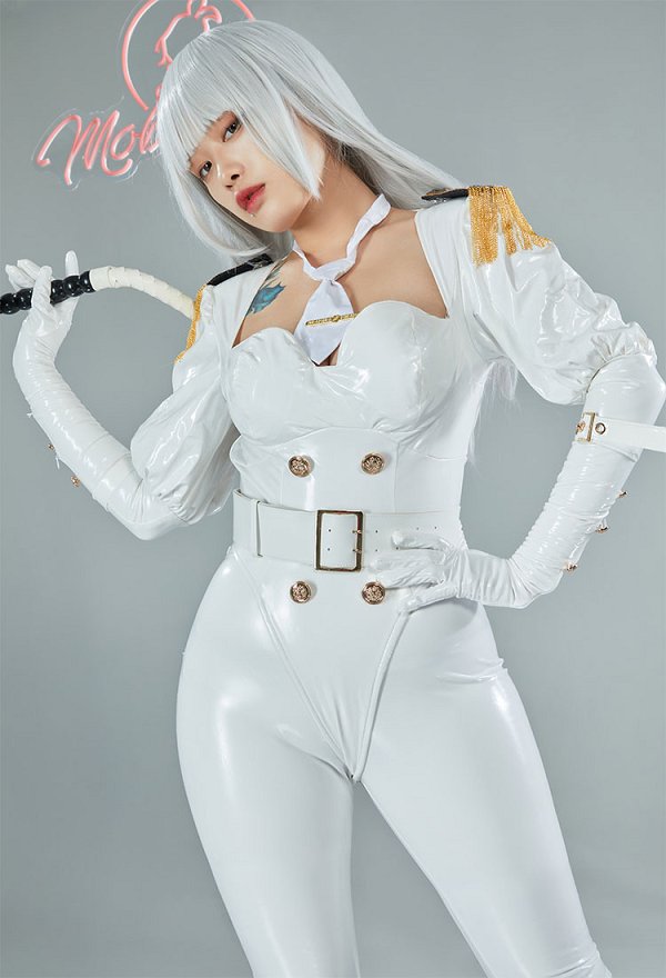 Miccostumes x Mobbunny x Chowbie Inquisitor Sexy Lingerie Set Officer Costume White Bodysuit with Pants Cloak Hat
