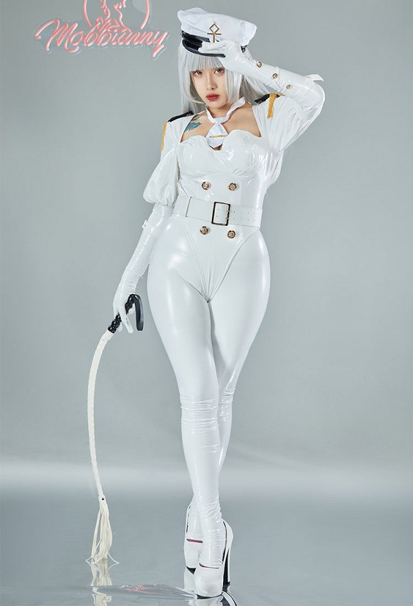 Miccostumes x Mobbunny x Chowbie Inquisitor Sexy Lingerie Set Officer Costume White Bodysuit with Pants Cloak Hat
