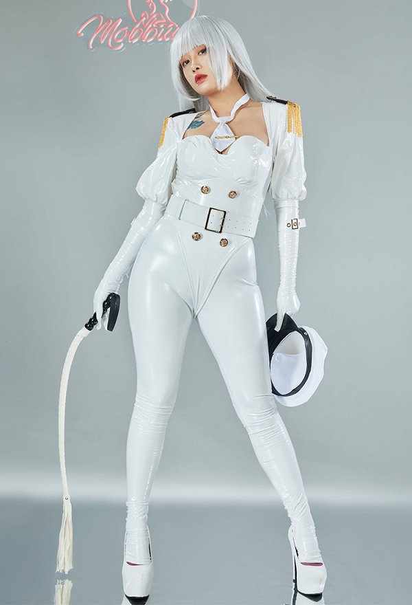 Miccostumes x Mobbunny x Chowbie Inquisitor Sexy Lingerie Set Officer Costume White Bodysuit with Pants Cloak Hat