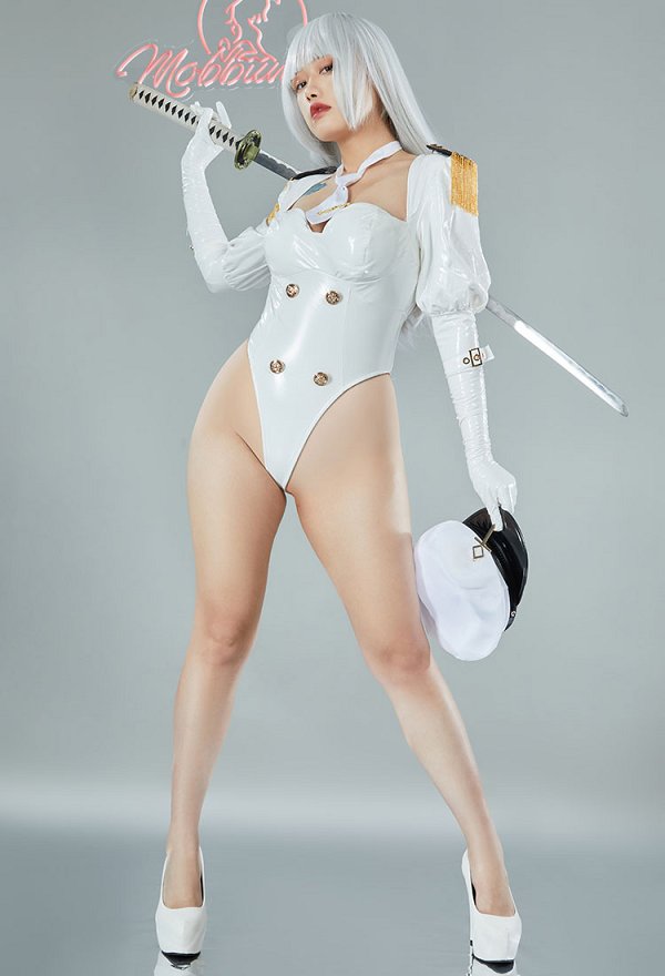 Miccostumes x Mobbunny x Chowbie Inquisitor Sexy Lingerie Set Officer Costume White Bodysuit with Pants Cloak Hat