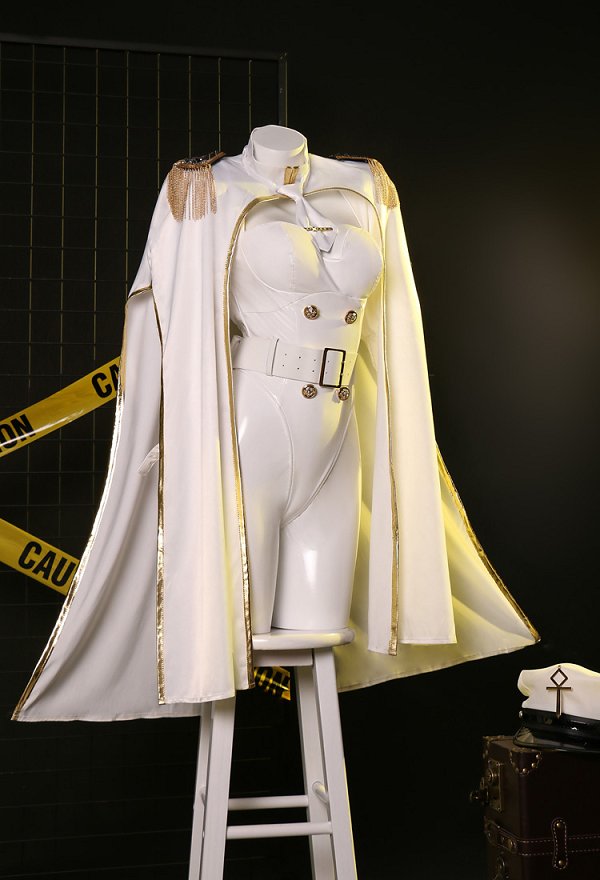 Miccostumes x Mobbunny x Chowbie Inquisitor Sexy Lingerie Set Officer Costume White Bodysuit with Pants Cloak Hat