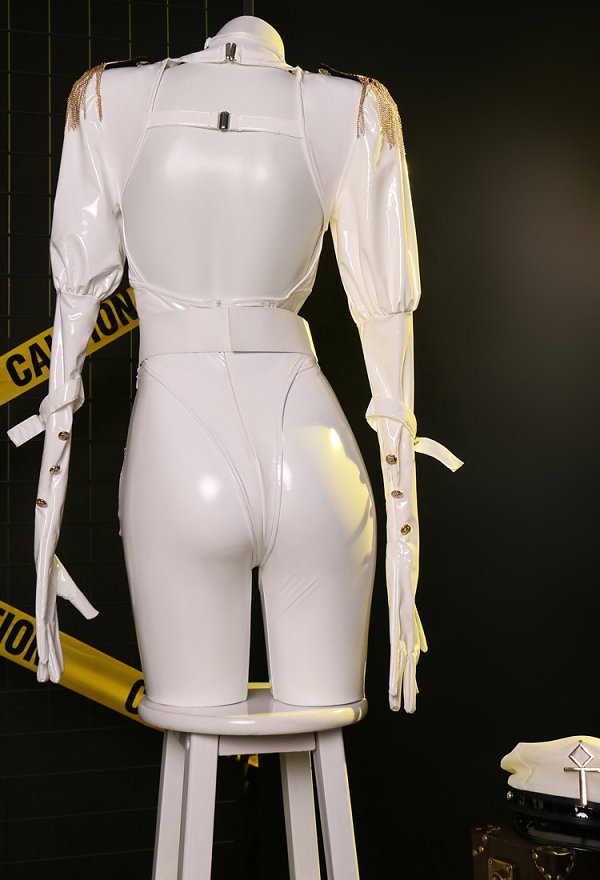 Miccostumes x Mobbunny x Chowbie Inquisitor Sexy Lingerie Set Officer Costume White Bodysuit with Pants Cloak Hat