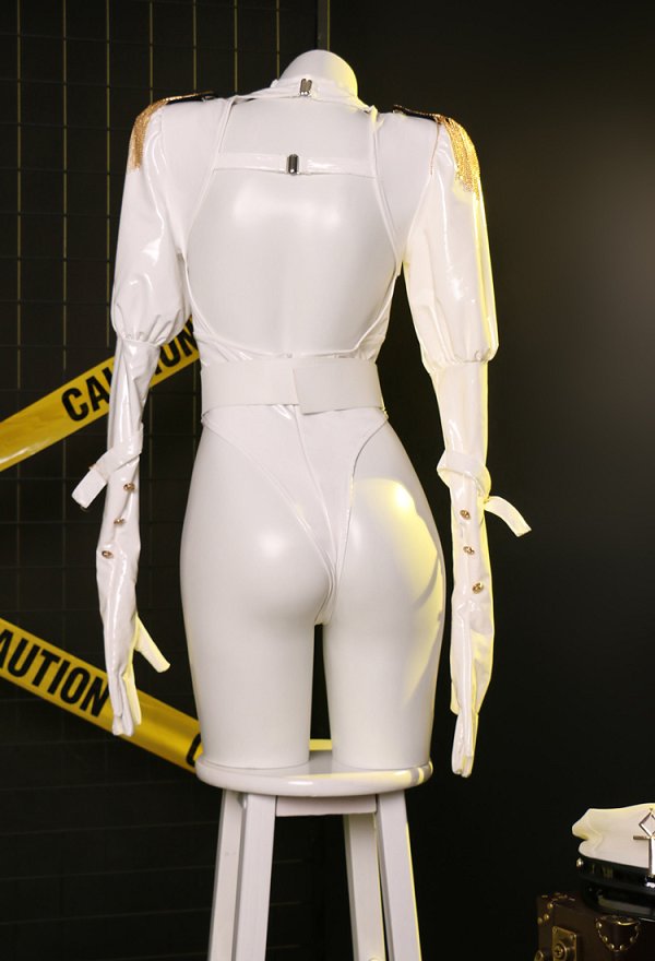 Miccostumes x Mobbunny x Chowbie Inquisitor Sexy Lingerie Set Officer Costume White Bodysuit with Pants Cloak Hat