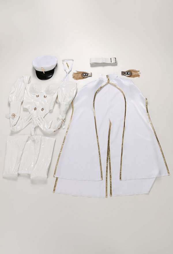 Miccostumes x Mobbunny x Chowbie Inquisitor Sexy Lingerie Set Officer Costume White Bodysuit with Pants Cloak Hat