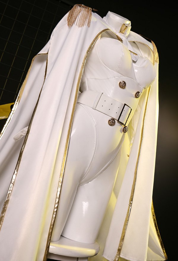 Miccostumes x Mobbunny x Chowbie Inquisitor Sexy Lingerie Set Officer Costume White Bodysuit with Pants Cloak Hat