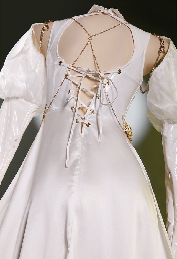 Miccostumes x MobBunny x Chowbie Sister Sexy Lingerie Set Hollowed Halter Dress and Veil with Thigh Socks and Earrings