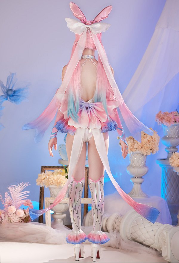 Miccostumes x Sunset Dragon PM Cosplay Kostüm Feen Bodysuit Ärmel mit Kopf Accessoire Rock