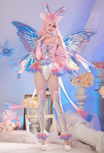 Miccostumes x Sunset Dragon PM Disfraz de hada para cosplay, mono y mangas con accesorio para la cabeza y dobladillo de falda