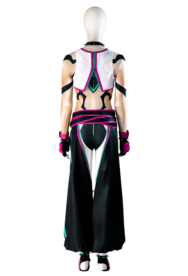 SF 6 Juri Cosplay Kostüm Bodysuit Hose Weste und Handschuhen