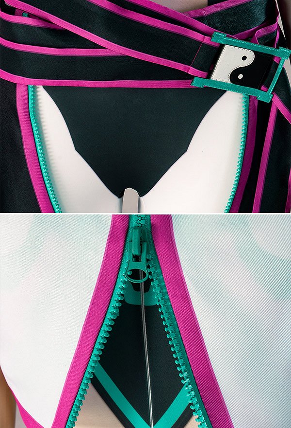 SF 6 Juri Cosplay Kostüm Bodysuit Hose Weste und Handschuhen