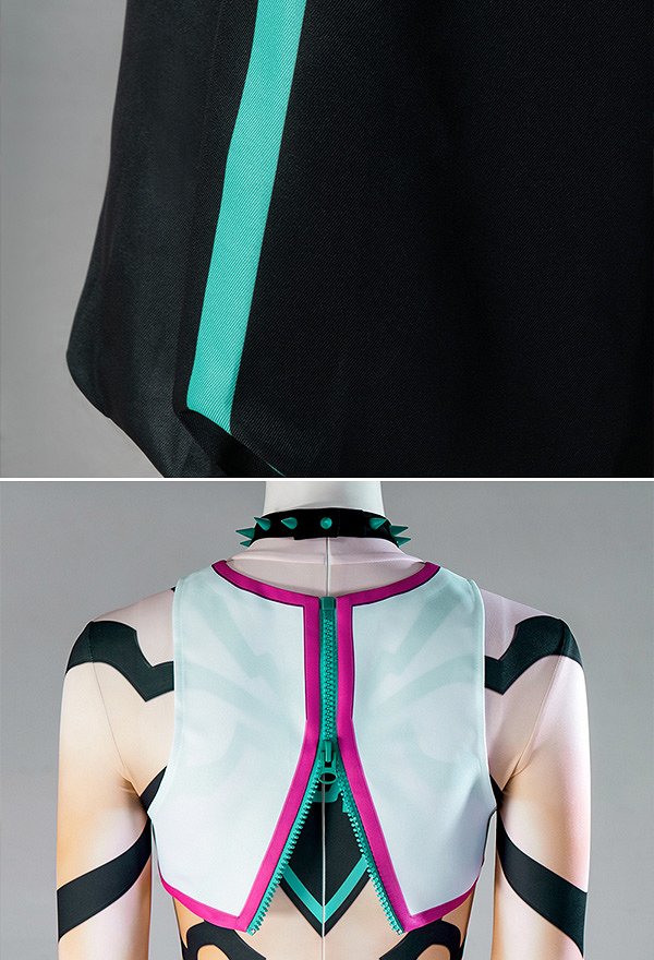 SF 6 Juri Cosplay Kostüm Bodysuit Hose Weste und Handschuhen