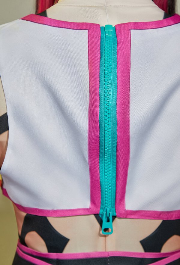 SF 6 Juri Cosplay Kostüm Bodysuit Hose Weste und Handschuhen