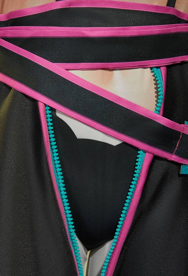 SF 6 Juri Cosplay Kostüm Bodysuit Hose Weste und Handschuhen