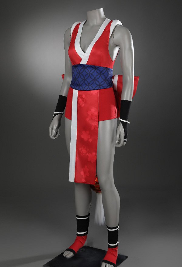 SF SF6 Mai Shiranui Cosplay Kostüm Rotes Kleid Oberteil Shorts Bund Handschuhen Schwanz