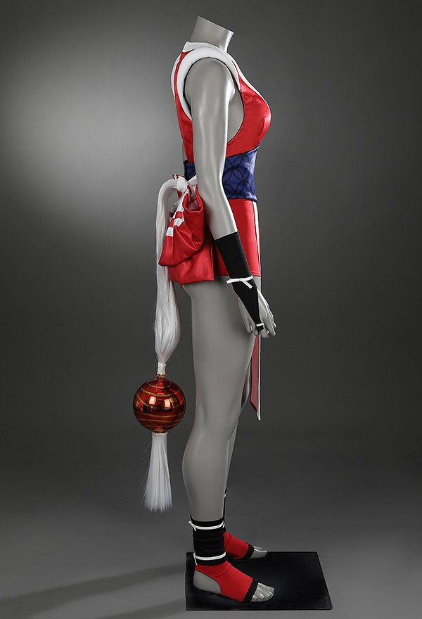 SF SF6 Mai Shiranui Cosplay Kostüm Rotes Kleid Oberteil Shorts Bund Handschuhen Schwanz