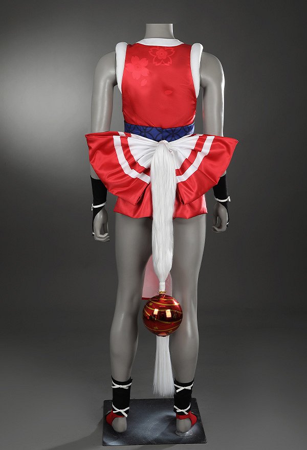 SF SF6 Mai Shiranui Cosplay Kostüm Rotes Kleid Oberteil Shorts Bund Handschuhen Schwanz