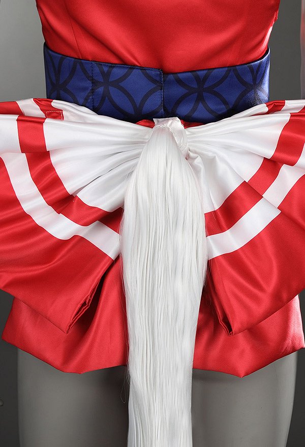 SF SF6 Mai Shiranui Cosplay Kostüm Rotes Kleid Oberteil Shorts Bund Handschuhen Schwanz