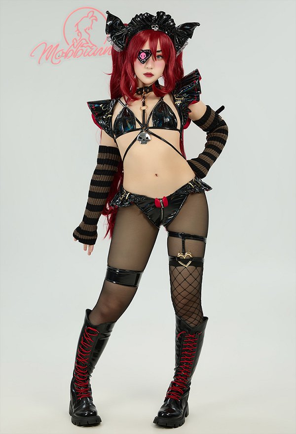 MOBBUNNY X 面倒くさい CHANA STELLA Derivative Conjunto de lencería sexy con top halter y braguitas triangulares con diadema y mangas para los brazos