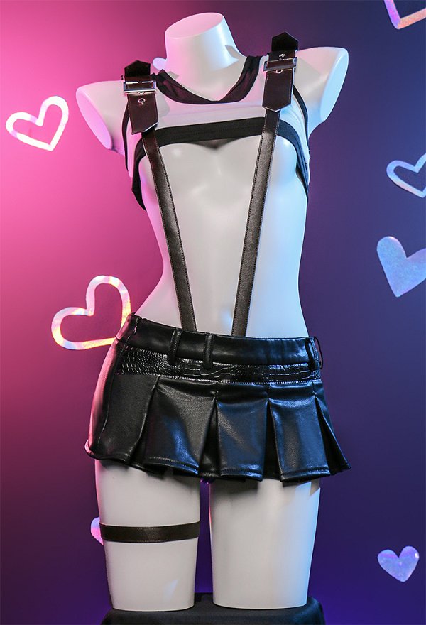 FF VII FF7 Lockhart Cosplay Sexy Lencería Conjunto Chaleco y Falda con Guantes y Cinturón FF VII FF7 Lockhart Cosplay Sexy Lencería Conjunto Chaleco y Falda con Guantes y Cinturón