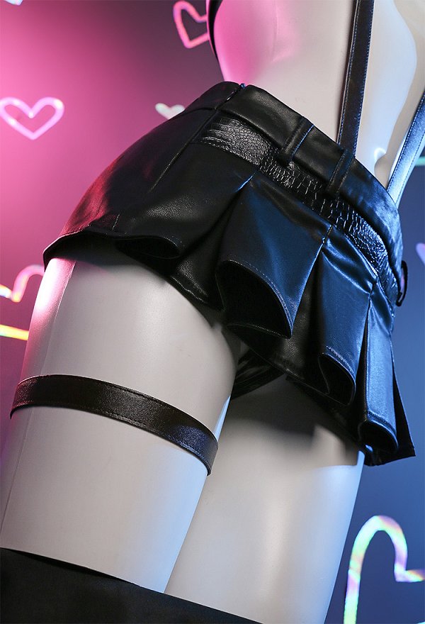 FF VII FF7 Lockhart Cosplay Sexy Lencería Conjunto Chaleco y Falda con Guantes y Cinturón FF VII FF7 Lockhart Cosplay Sexy Lencería Conjunto Chaleco y Falda con Guantes y Cinturón