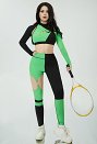 Ropa deportiva de yoga Shego Derivative Green Black top y leggings con chaqueta