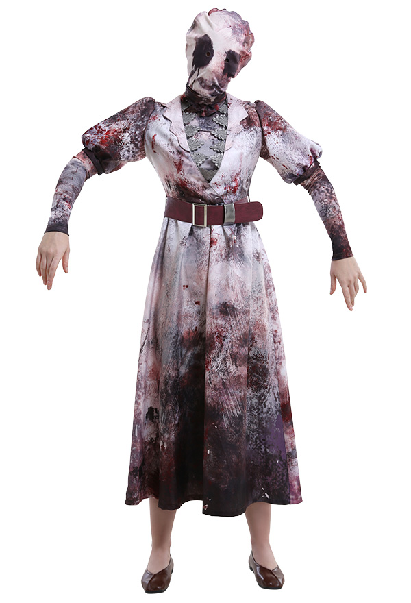 Dead by Daylight La enfermera Sally Smithson Deformación Asesino Enfermera Uniforme Traje de Vestir Disfraz de Cosplay con Banda para Cuello y Tocado
