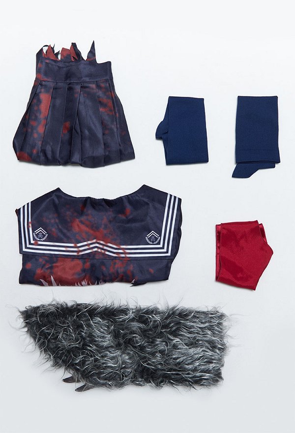 Silent Hill F Shimizu Hinako Cosplay Conjunto de uniforme con estampado de bestialidad top y falda, guantes y calcetines