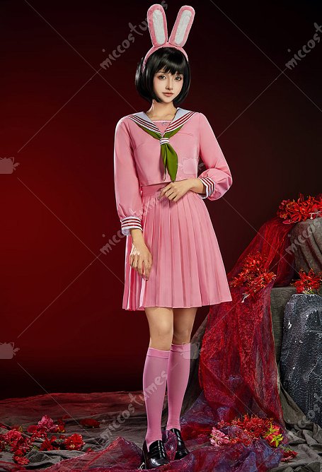 Silent Hill F Shimizu Hinako Ensemble uniforme JK Rose Haut et Jupe avec nœud papillon et chaussettes