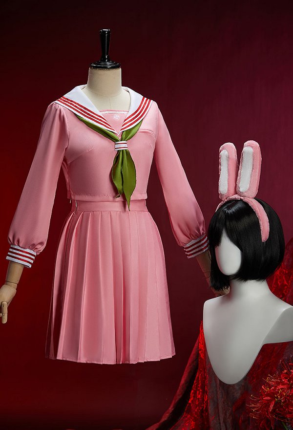 Silent Hill F Shimizu Hinako Pink JK Uniform Set Top and Skirt with Bow Tie and Socks