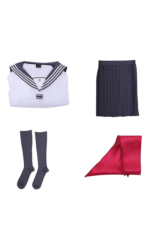 Silent Hill F Shimizu Hinako Ensemble uniforme gris blanc JK Haut et jupe avec nœud papillon et chaussettes Silent Hill F Shimizu Hinako Ensemble uniforme gris blanc JK Haut et jupe avec nœud papillon et chaussettes