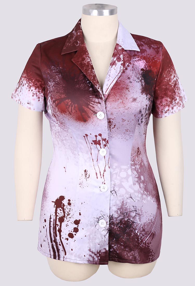  Nurse Cosplay Kostüm Halloween Silent Hill Krankenschwester Kleid Thriller Style Krankenschwester Kleid mit Hut