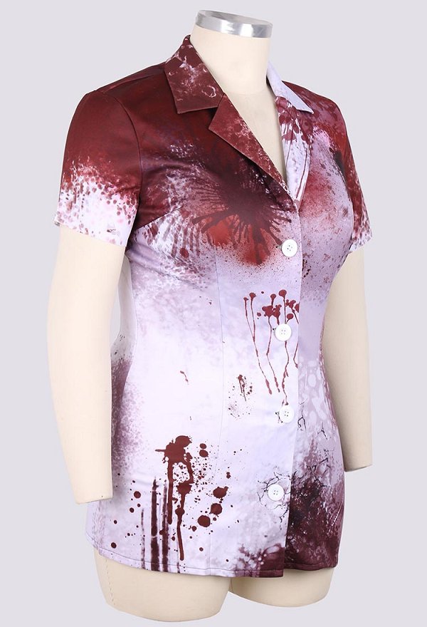 Cakuoyi Silent Hill Nurse Cosplay Costume Red and White Dress with Nurse Hat