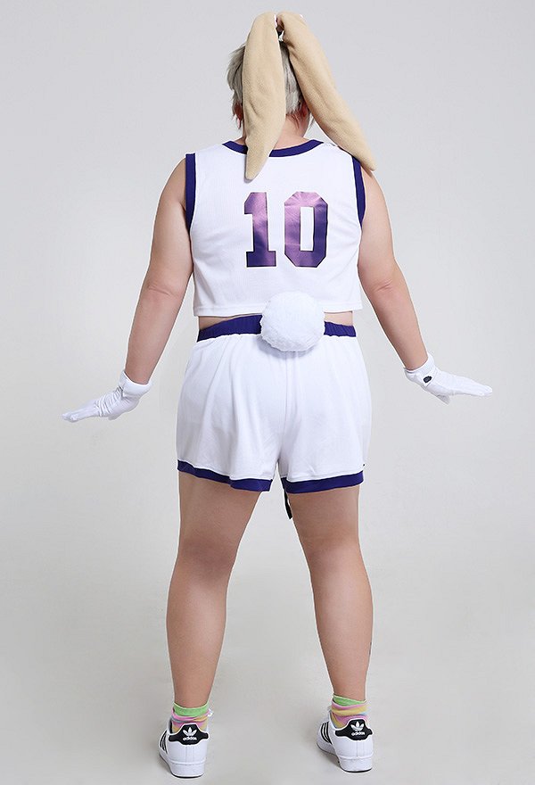 Plus Size Space Jam Lola Bunny Rabbit Curvy Cosplay Costume with Gloves and Hair Accessory
