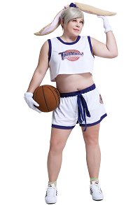 Space Jam Costume de Cosplay Lola Bunny Uniforme d'équipe de Supporteurs avec Oreilles de Lapin Grande Taille Curvy Cosplay