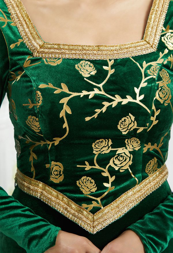 Shrek Fiona Cosplay Kostüm Figurbetontes Kleid Stehkragen Weste Shrek Fiona Cosplay Kostüm Figurbetontes Kleid Stehkragen Weste