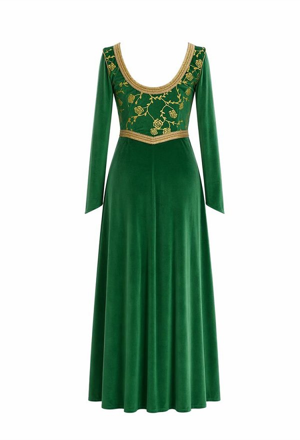Shrek Fiona Cosplay Costume Robe avec Couronne Coiffe