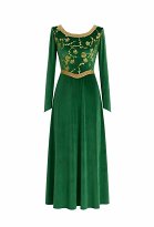 Shrek Fiona Cosplay Costume Dress with Crown Headdress Shrek Fiona Cosplay Costume Dress with Crown Headdress