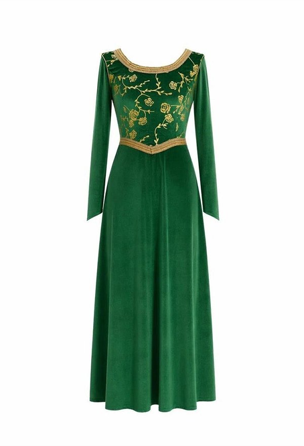Shrek Fiona Cosplay Costume Robe avec Couronne Coiffe