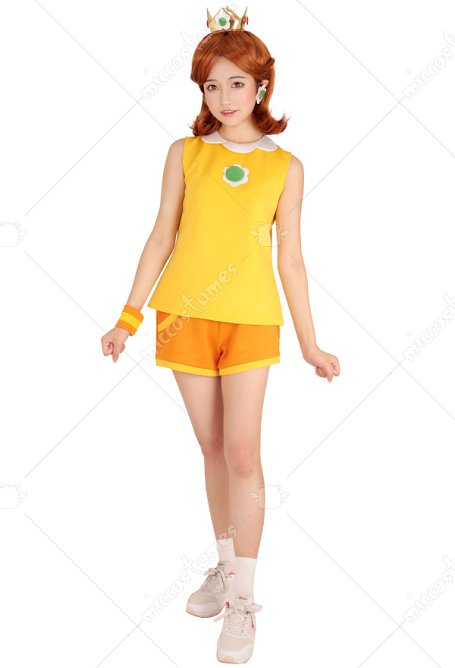 Mario Tennis Prinzessin Daisy Cosplay Kostüm mit Krone