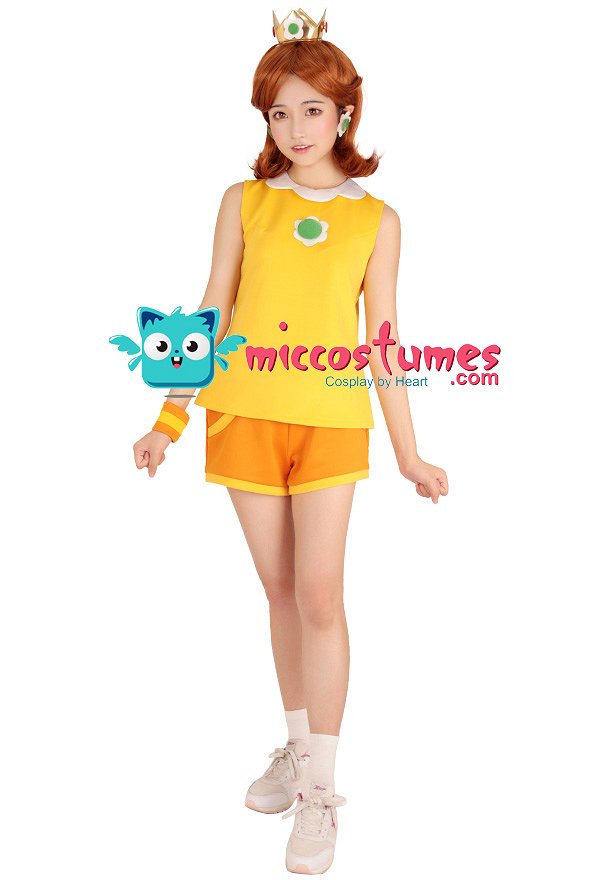 Mario Tennis Girl Daisy Cosplay Costume with Crown Mario Tennis Girl Daisy Cosplay Costume with Crown