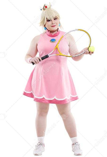 Übergröße Mario Tennis Prinzessin Peach Curvy Cosplay Kostüm