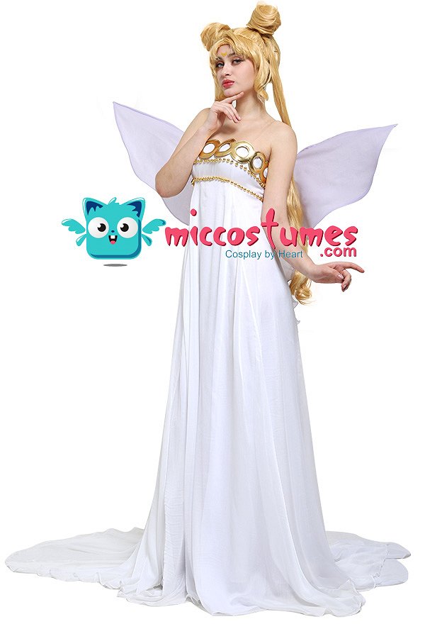 Sailor Moon Neo Queen Serenity Cosplay vestido con alas de arco de mariposa