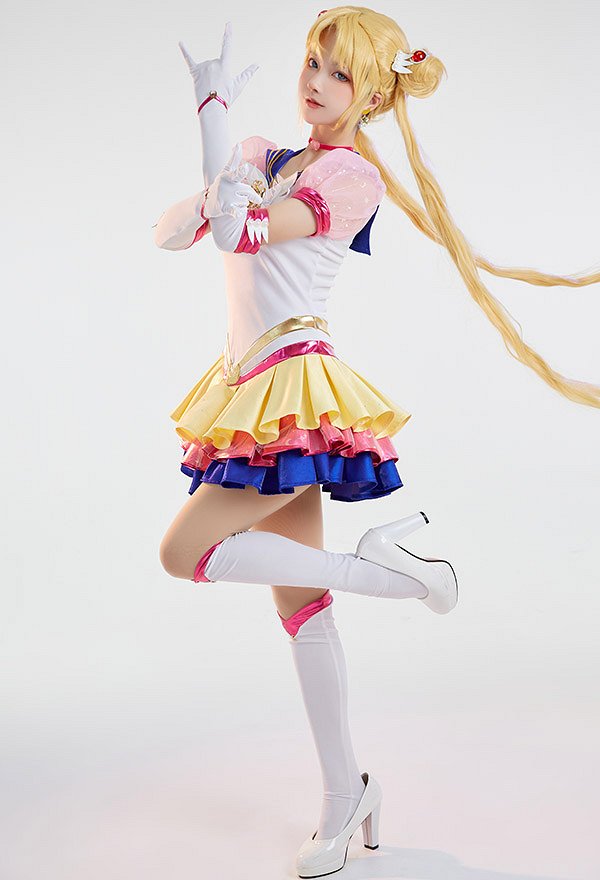 Sailor Moon Usagi Tsukino Cosplay Costume Vestido y Guantes Sailor Moon Usagi Tsukino Cosplay Costume Vestido y Guantes