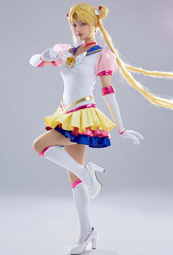 Sailor Moon Usagi Tsukino Cosplay Costume Vestido y Guantes Sailor Moon Usagi Tsukino Cosplay Costume Vestido y Guantes