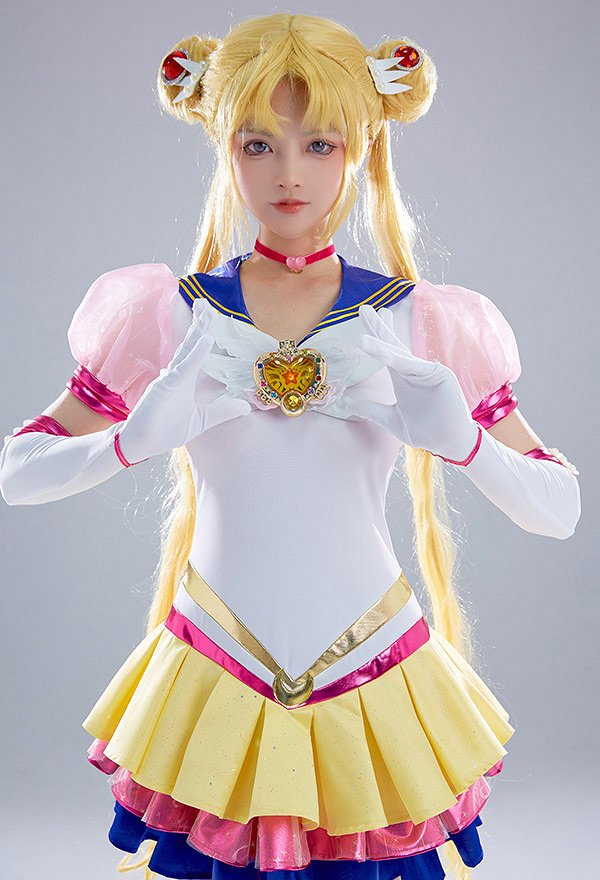 Sailor Moon Usagi Tsukino Cosplay Costume Vestido y Guantes Sailor Moon Usagi Tsukino Cosplay Costume Vestido y Guantes